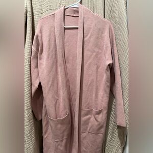 Pink Open-Front Cardigan Sweater